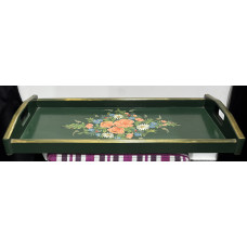 Vintage Ornate Hand-Painted Wooden Serving Tray (68)